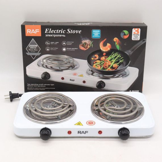 Електроплита спіральна на 2 конфорки, 2000 Вт, RAF 8020B / Електрична двоконфоркова плита | Зображення 9