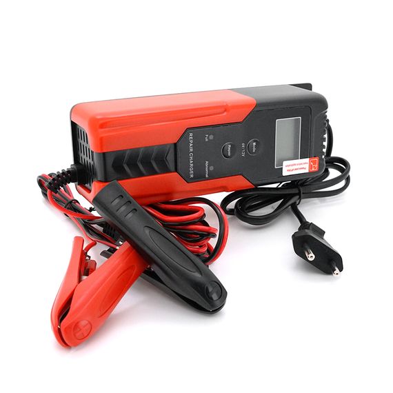 Автоматичне ЗУ для акумулятора 6V / 12V (4,5-100Ah) (MF, WET, AGM, GEL), R12, 100-240V, Струм заряду 6V / 2A, 12V / 4A, LCD, крокодили в комплекті