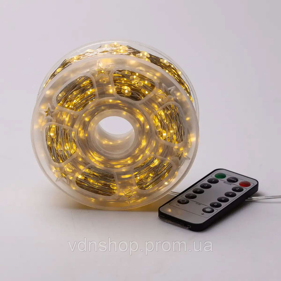 Гірлянда роса на пульті 200 метрів на 2000 світлодіодів крапля білий провід жовтий 2000L200MWY | Зображення 6