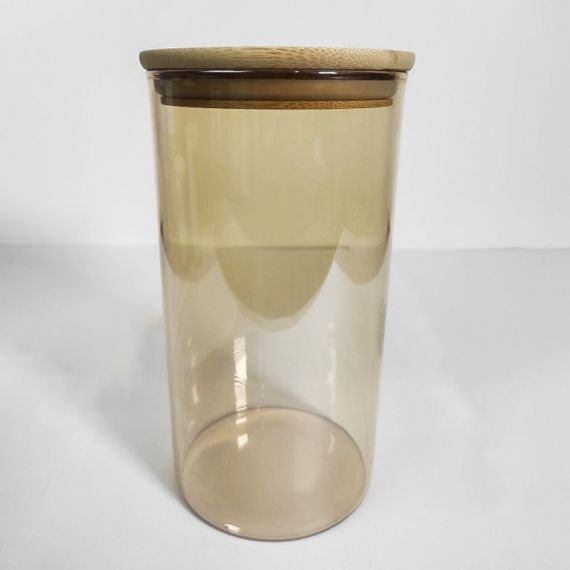 Ємність скляна з дерев'яною кришкою (кругла) бурштин VT-8010 Vittora 1000 мл | Зображення 2