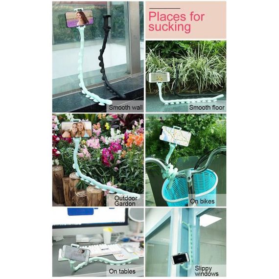 Гнучкий тримач для телефону з універсальними присосками Cute Worm Lazy Holder. Колір блакитний FL-95