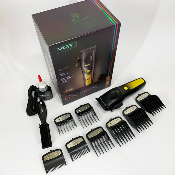 Машинка для стрижки акумуляторна з керамічними ножами VGR, Професійний тример з насадками NG-34