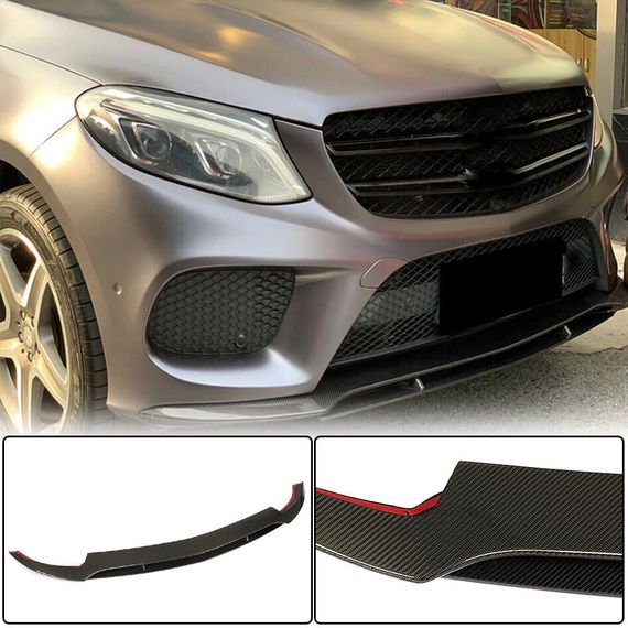 Накладки на передній бампер Lip (для GLE43 AMG, Карбон) для Mercedes GLE coupe C292 2015-2019 рр