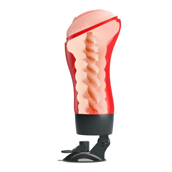 Мастурбатор вагина в колбе на присоске с регулируемым наклоном Delia Men's Stroker бежевый, 28.3 см Sex Aura | Зображення 5