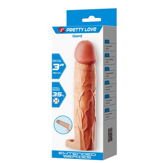 Насадка  на пеніс PRETTY LOVE Gerd Flesh, Extend your penis lenghth 3'' (76mm) | Зображення 1