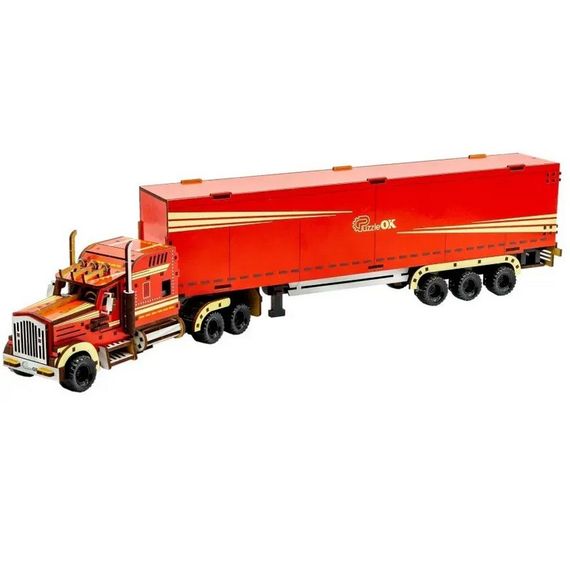 Детский деревянный 3D конструктор "Фура с прицепом" Puz-00952, 206 деталей | Зображення 1