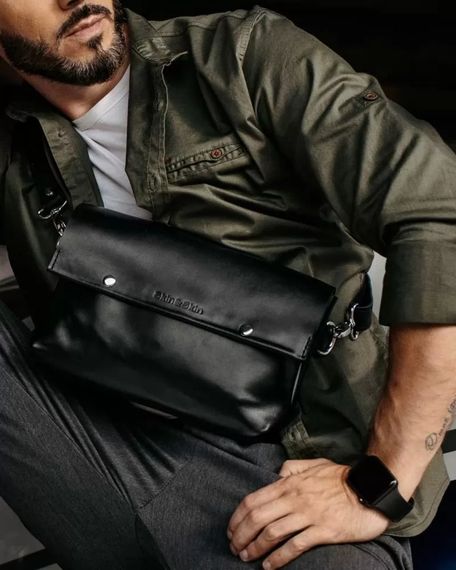 Шкіряна поясна сумка Skin and Skin Crossbody Bag L Чорна (WB02BL) | Зображення 9