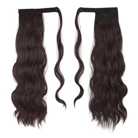 Хвіст накладний темно-каштановий з червоним відтінком, шиньйон на кліпсі термостійкий довгий 60см волосся для швидкого нарощування | Зображення 1