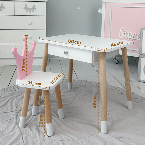 Дитячий столик з висувним ящиком 46х60х45, стіл трюмо в дитячу кімнату, білий | Зображення 2