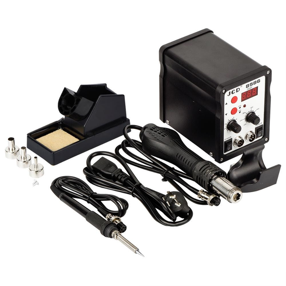 Паяльна станція з феном JCD 8586 SMD з РК-дисплеєм + насадки для фену | Зображення 1