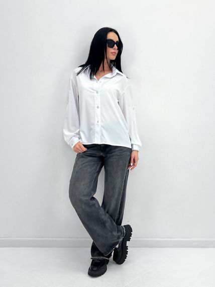 Женская легкая блуза с подворачиваевым рукавом GF4213 цвет белый, размер 46/48 | Зображення 3