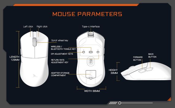 Бездротова ігрова миша Darmoshark M3 трирежимна 2.4G/USB-C/Bluetooth PAW3395 Чорна | Зображення 6