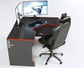 Стол геймерский ZEUS TRON-2 Stalker черныйкрасный