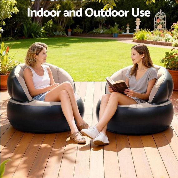Надувне крісло AIR SOFA / Надувне велюрове крісло 80×80×67см Бежевий