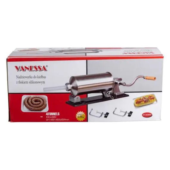 Шприц для ковбаси ручний 3 л горизонтальний ковбасний шприц з нержавійки для фаршу 4 насадки 16788-4 | Зображення 9