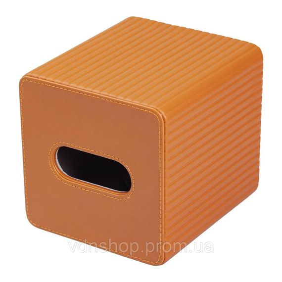 Серветниця з еко шкіри 13х13х14.5 см для кафе і ресторанів на стіл Коричнева HP-3-201BR | Зображення 3