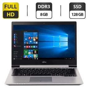 Ноутбук Б-клас Fujitsu LifeBook U745 / 14" (1920x1080) IPS / Intel Core i5-5300U (2 (4) ядра по 2.3 - 2.9 GHz) / 8 GB DDR3 / 128 GB SSD / Intel HD Graphics 520 / WebCam б/в