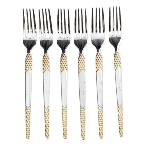 Набор десертных вилок 6 штук вилки десертные из нержавеющей стали 15.5 см Серебро с золотом HP-20-40