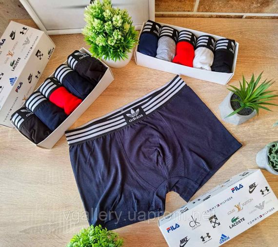 Чоловічі боксери Adidas, чоловічі труси Адідас, Бавовняні труси преміум'якості Adidas L, Темно-синій