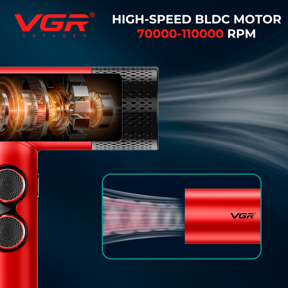 Набор VGR STEPLERSS RPO 4 IN 1 RED, машинка для стрижки, триммер, электробритва, фен | Зображення 8