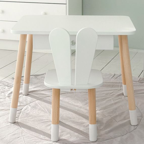 Дитячий столик і стільчик зайчик білий. Столик із шухлядою для олівців і розмальовок 73587 | Зображення 6