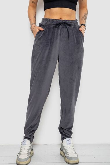 Спортивні штани жіночі велюрові, колір сірий, 238R58646