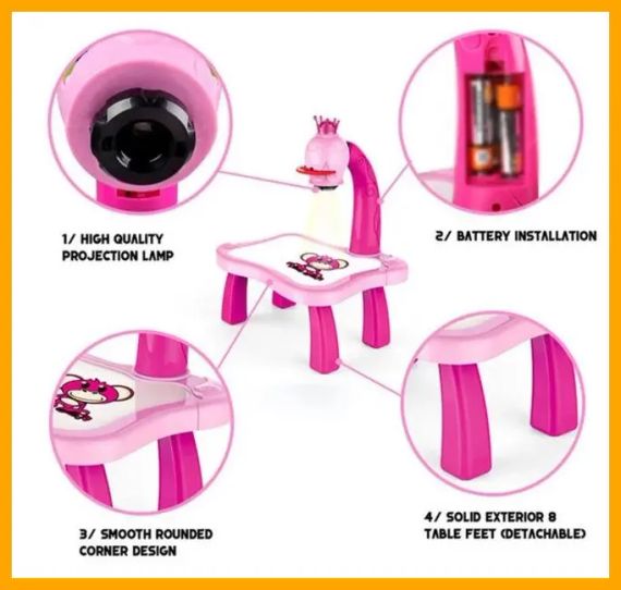Дитячий стіл проектор для малювання з підсвічуванням Projector Painting РОЖОВИЙ | Зображення 1