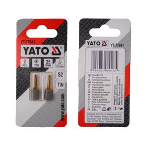 Насадка отверточная бита TORX T10 х 25 мм 1/4" 2 штуки YATO YT-77941