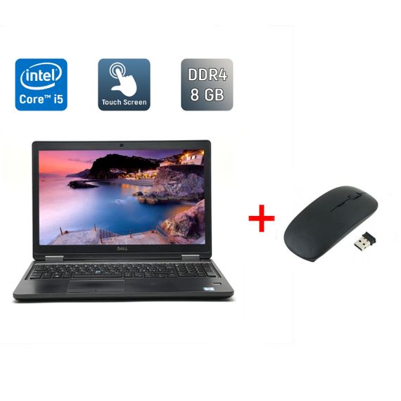 Ноутбук Dell Latitude 5580 / 15.6" (1920x1080) IPS Touch / Intel Core i5-6300U (2 (4) ядра по 2.4 - 3.0 GHz) / 8 GB DDR4 / 256 GB SSD / Intel HD Graphics 520 / WebCam / TouchID / Windows 10 б/в + Подарунок Бездротова миша / USB