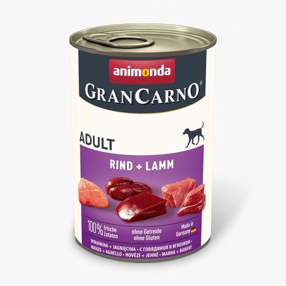 Корм вологий GranCarno Adult Beef Lamb для дорослих собак з яловичиною і ягнятиною 400 г