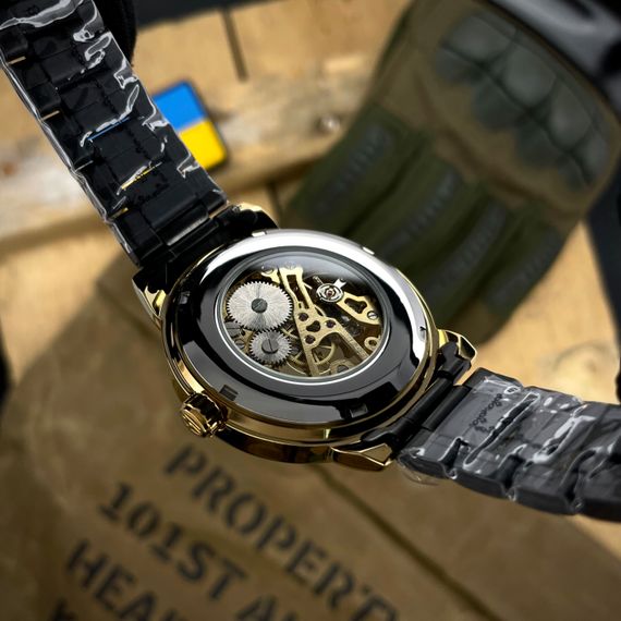 Класичний чоловічий годинник Awarder 022 Black-Gold Mechanic Metall Не Забуду Дім | Зображення 1