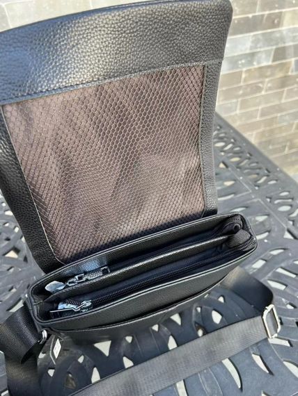 Шкіряна чоловіча сумка через плече м'яка чорна Tiding Bag 12977 | Зображення 6