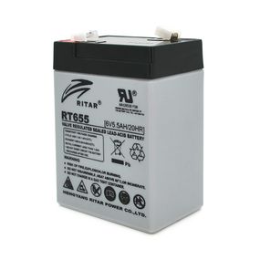 Акумуляторна батарея AGM RITAR RT655, Gray Case, 6V 5.5Ah (70х47х99 (105))