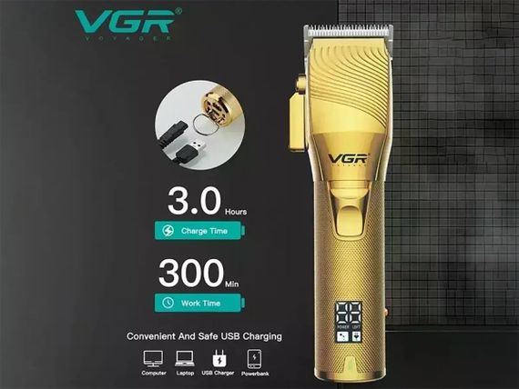 Машинка для стрижки VGR V-280 • Аккумуляторная машинка VGR V-280 с 6 насадками 1,5–13 мм, LCD-дисплеем и USB-зарядкой | Зображення 3