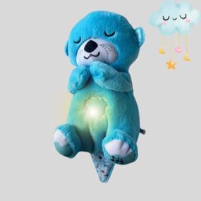 Игрушка мягкая успокаивающая Дышащая Выдра на батарейках Голубая