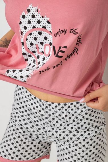 Пижама женская с принтом, цвет пудровый, 243R3049 | Зображення 4
