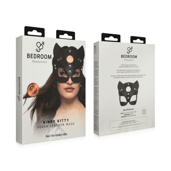 Маска кошечки Bedroom Fantasies PU Leather Kitty Black, черная Sex Aura