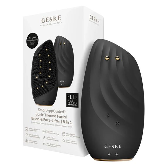 Очищувальна щітка для обличчя GESKE Sonic Thermo Facial Brush&Face-Lifter 8в1 white, Сірий