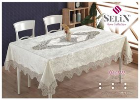 Велюровая скатерть Selin Yesim 160×350 см Кремовая
