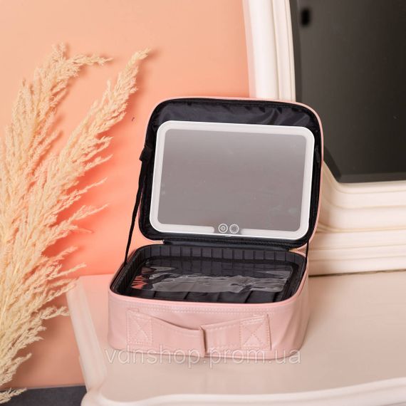 Органайзер косметичка з еко шкіри з дзеркалом та підсвічуванням 26×22×9 см HP-10-2AP | Зображення 8