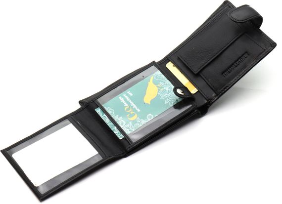 Класичне чоловіче портмоне з натуральної шкіри ST Leather В102 Чорний | Зображення 7