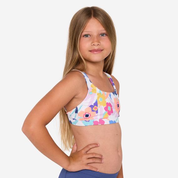 Верх купальника Nora для дівчат білий з квітковим принтом - 12-13 р 149-59 см | Зображення 1