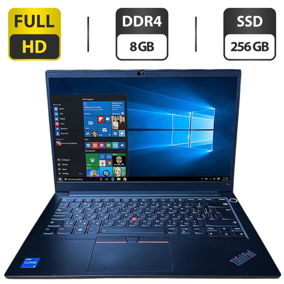 Ультрабук Б-класс Lenovo ThinkPad E14 Gen2 / 14" (1920x1080) IPS / Intel Core i5-1135G7 (4 (8) ядра по 4.2 GHz) / 8 GB DDR4 / 256 GB SSD / Intel Iris Xe Graphics / WebCam б/у
