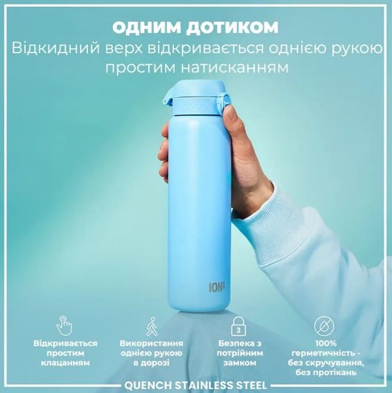 Пляшка для води металева ION8 1200 мл Stainless Steel Alaskan Blue (I8SS1000ABLU2) | Зображення 5