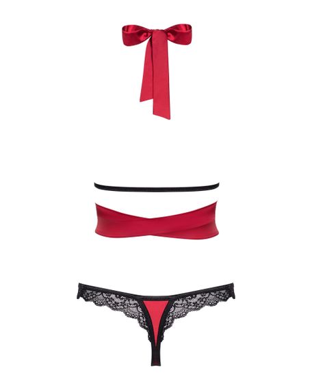Атласный комплект Obsessive Sensuelia top Красный L/XL | Зображення 7
