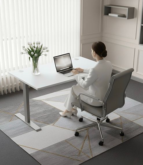 Стіл з електричним регулюванням висоти, двомоторний, 2-ступеневий, з двома заглушками, сірий каркас, 1600х800х718-1223 мм