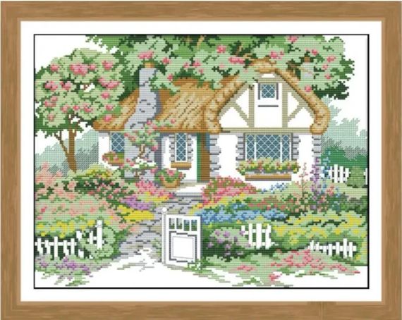 Набір для вишивання за нанесеною на канву схемою  "Spring garden". AIDA 14CT printed 41*32 см