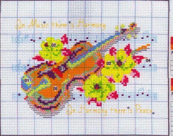 Набір для вишивання за нанесеною на канву схемою "Violin". AIDA 14CT printed, 25*19 см | Зображення 3