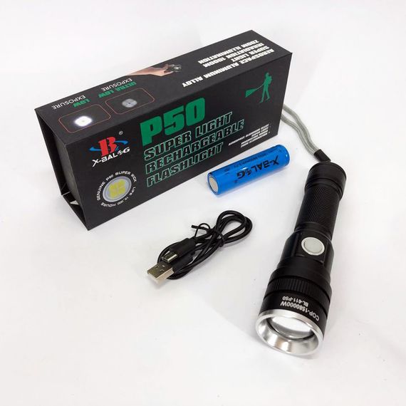 Довговічний світлодіодний ліхтар BL-611-P50, Компактний акумуляторний ліхтар ручний батарейний TN-64 | Зображення 2