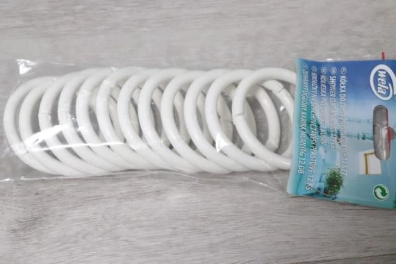 Кольца для шторы в ванную Wela w1110, 12 шт пластиковые белые для карниза | Зображення 1